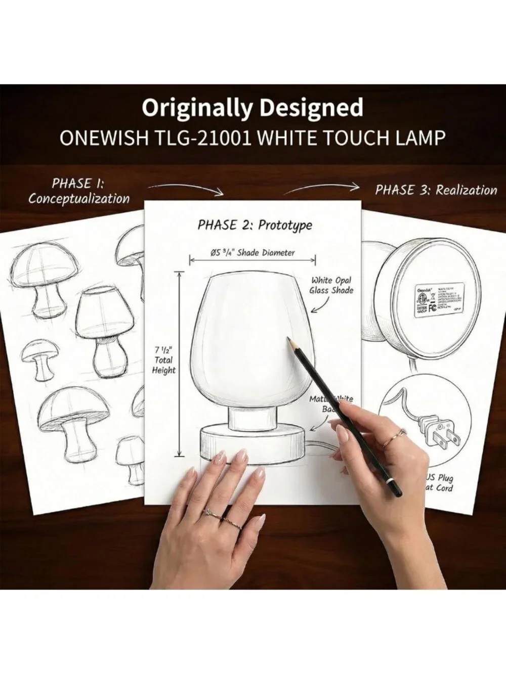 Dimmable Touch Control Bedside Lamp, 600 Lumen, Compact Nightstand Light, Modern